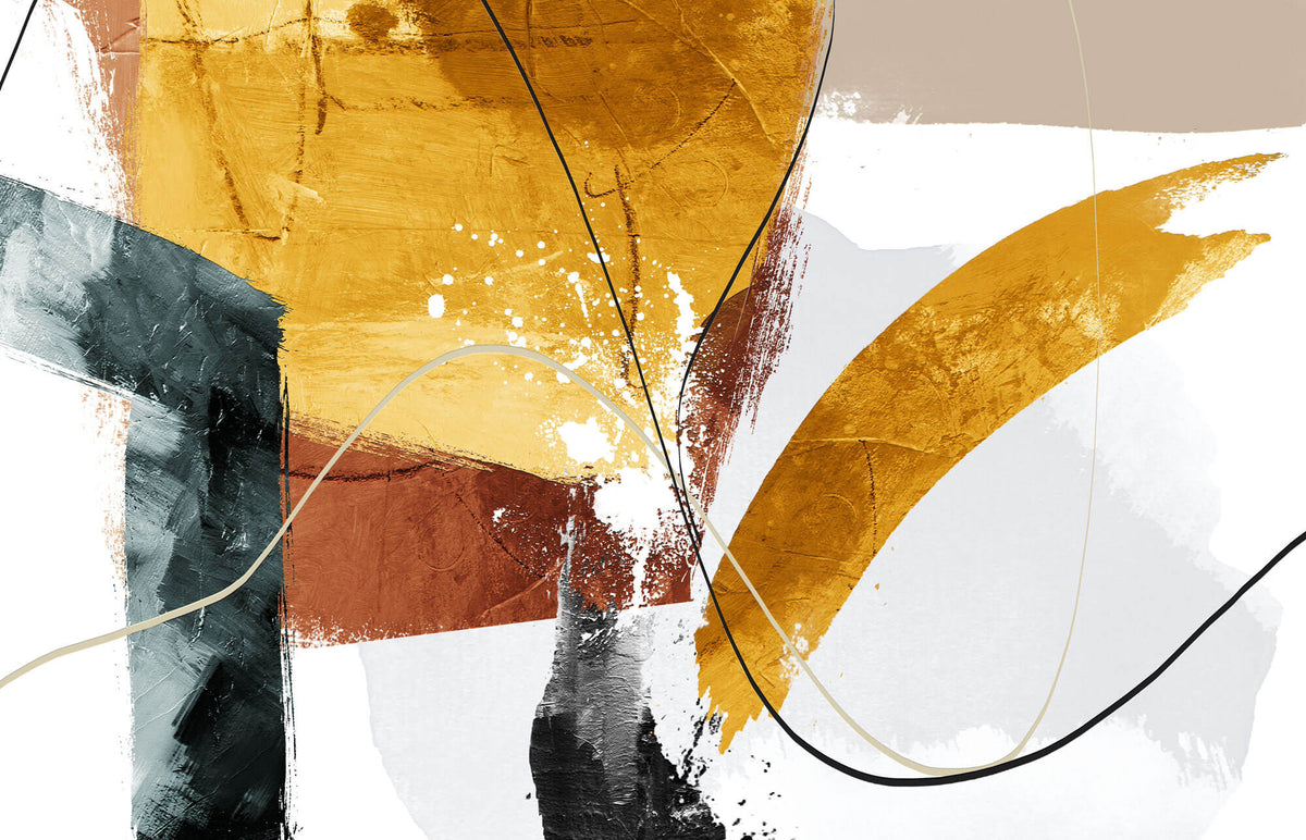 Tapet personalizat Line Art cu pictura abstracta si textura stil plaster - ABSTRACT PAINT LINES