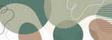 Tapet personalizat Line Art cu forme abstracte in nuante de verde - GREEN AESTHETIC