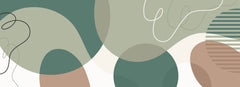 Tapet personalizat Line Art cu forme abstracte in nuante de verde - GREEN AESTHETIC
