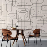Tapet personalizat Line Art cu forme abstracte in stil retro minimalist - RETRO MODERNITY