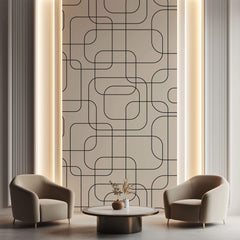 Tapet personalizat Line Art cu forme abstracte in stil retro minimalist - RETRO MODERNITY