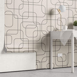 Tapet personalizat Line Art cu forme abstracte in stil retro minimalist - RETRO MODERNITY