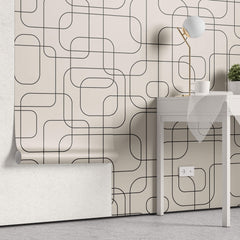 Tapet personalizat Line Art cu forme abstracte in stil retro minimalist - RETRO MODERNITY