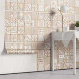 Tapet personalizat Line Art cu model minimalist cu elemente specifice ritualului de dimineata - GOOD MORNING
