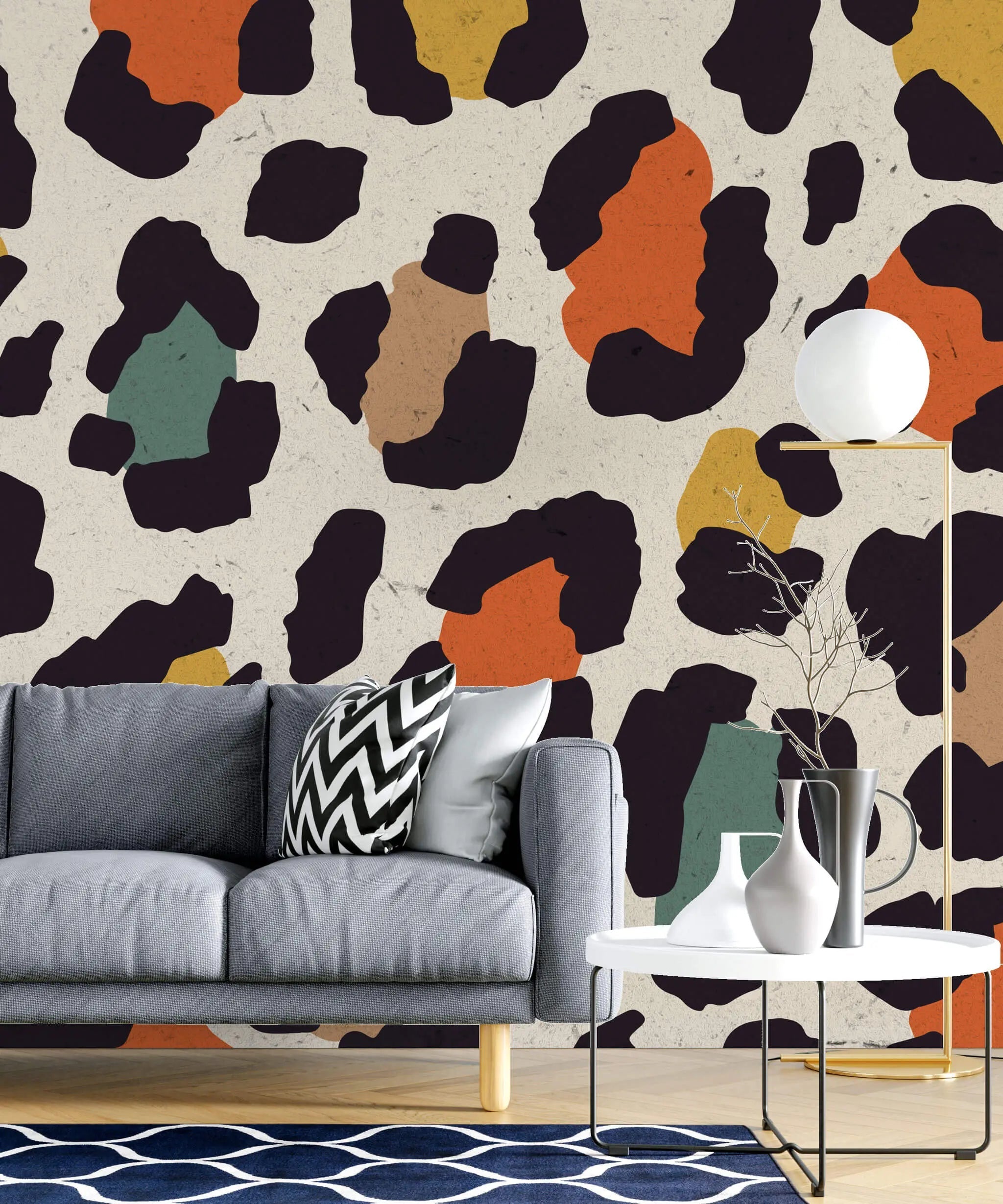 Tapet personalizat modern cu model de leopard animal print colorat modern cheeath