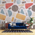 Tapet personalizat modern cu forme geometrice punctate colorate in stil retro retro dots