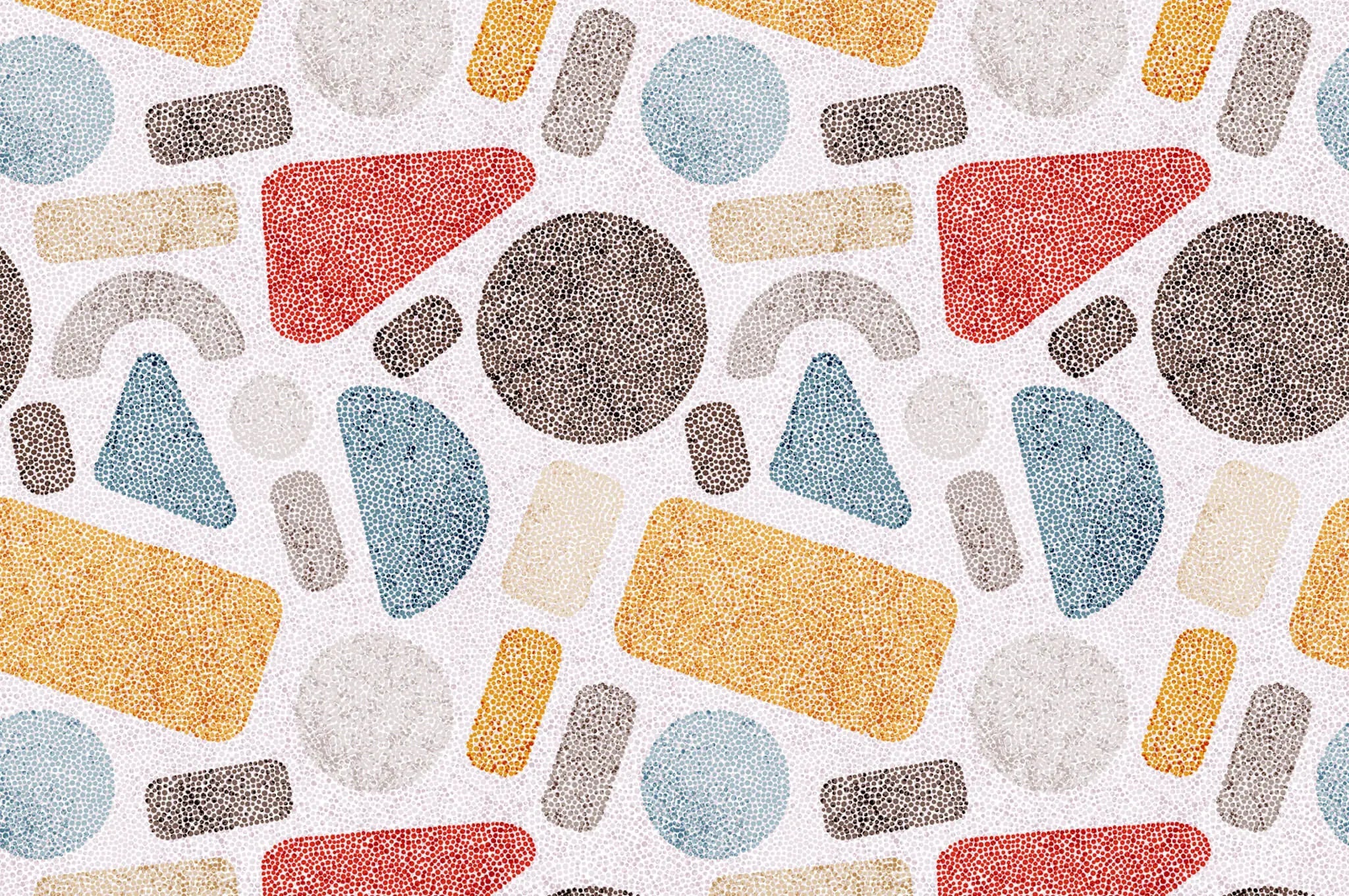 Tapet personalizat modern cu forme geometrice punctate colorate in stil retro retro dots