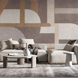 Tapet personalizat modern cu forme geometrice in nuante de bej si maro brown shades