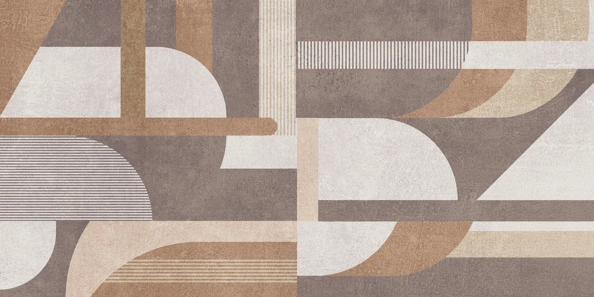 Tapet personalizat modern cu forme geometrice in nuante de bej si maro brown shades