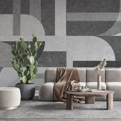 Tapet personalizat modern cu forme geometrice in nuante de gri gray shades
