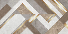 Tapet personalizat modern cu forme asimetrice moderne in nuante maro cu detalii aurii asimetric leather
