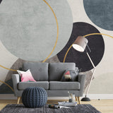 Tapet personalizat modern cu cercuri colorate cu textura si detalii aurii textured circles