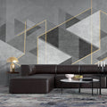 Tapet personalizat modern cu forme abstracte in nuante de gri si detalii aurii the grey illusion