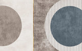 Tapet personalizat modern cu cercuri simetrice in nuante de bej si albastru intr un design unic twin circles
