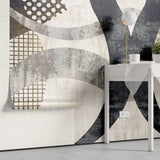 Tapet personalizat modern cu forme abstracte moderne in nuante de negru si culori pamantii black loop