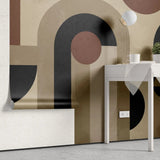 Tapet personalizat modern cu design in stil bauhaus in nuante pamantii brown bauhaus