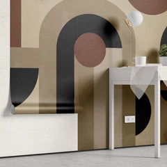 Tapet personalizat modern cu design in stil bauhaus in nuante pamantii brown bauhaus