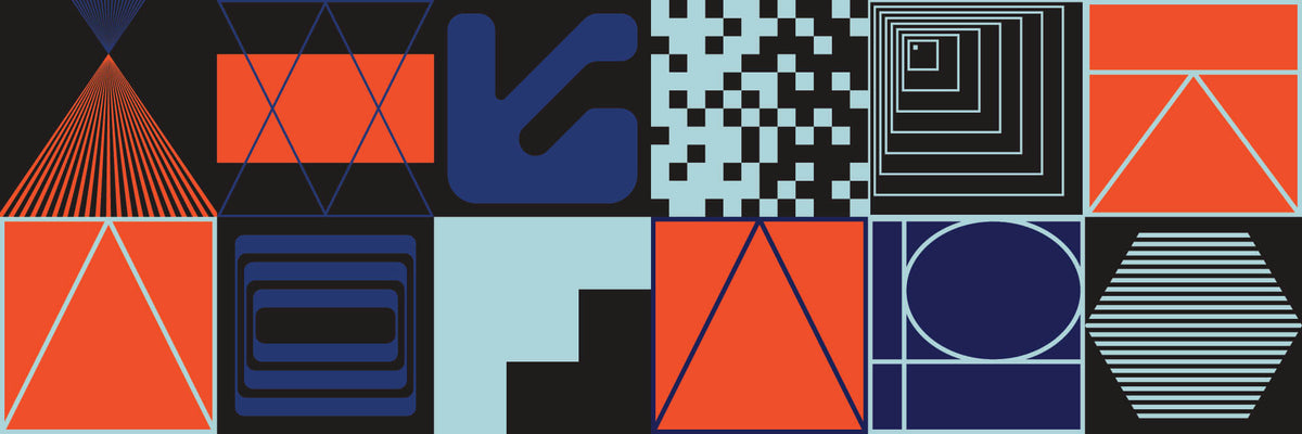 Tapet personalizat Modern cu elemente abstracte geometrice in nuante de rosu si albastru - ABSTRACT PERSPECTIVES