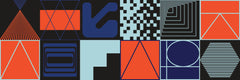 Tapet personalizat Modern cu elemente abstracte geometrice in nuante de rosu si albastru - ABSTRACT PERSPECTIVES