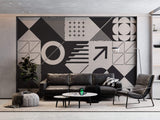 Tapet personalizat Modern cu design minimalist abstract in nuante de alb negru - MODERN GEOMETRICS