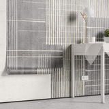 Tapet personalizat Modern cu dungi bej si gri pe un fundal texturat tip plaster - PLASTERED STRIPES