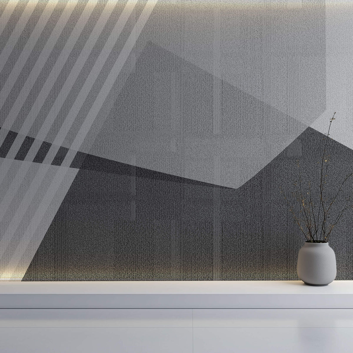 Tapet personalizat Modern cu dungi si forme geometrice diagonale in nuante de gri - GRAY DIAGONAL