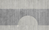 Tapet personalizat Modern cu dungi si semicercuri pe un fundal gri plaster - HALF ILLUSION