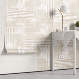 Tapet personalizat Modern cu dungi abstracte in nuante de bej cald si alb - MODERN BEIGE