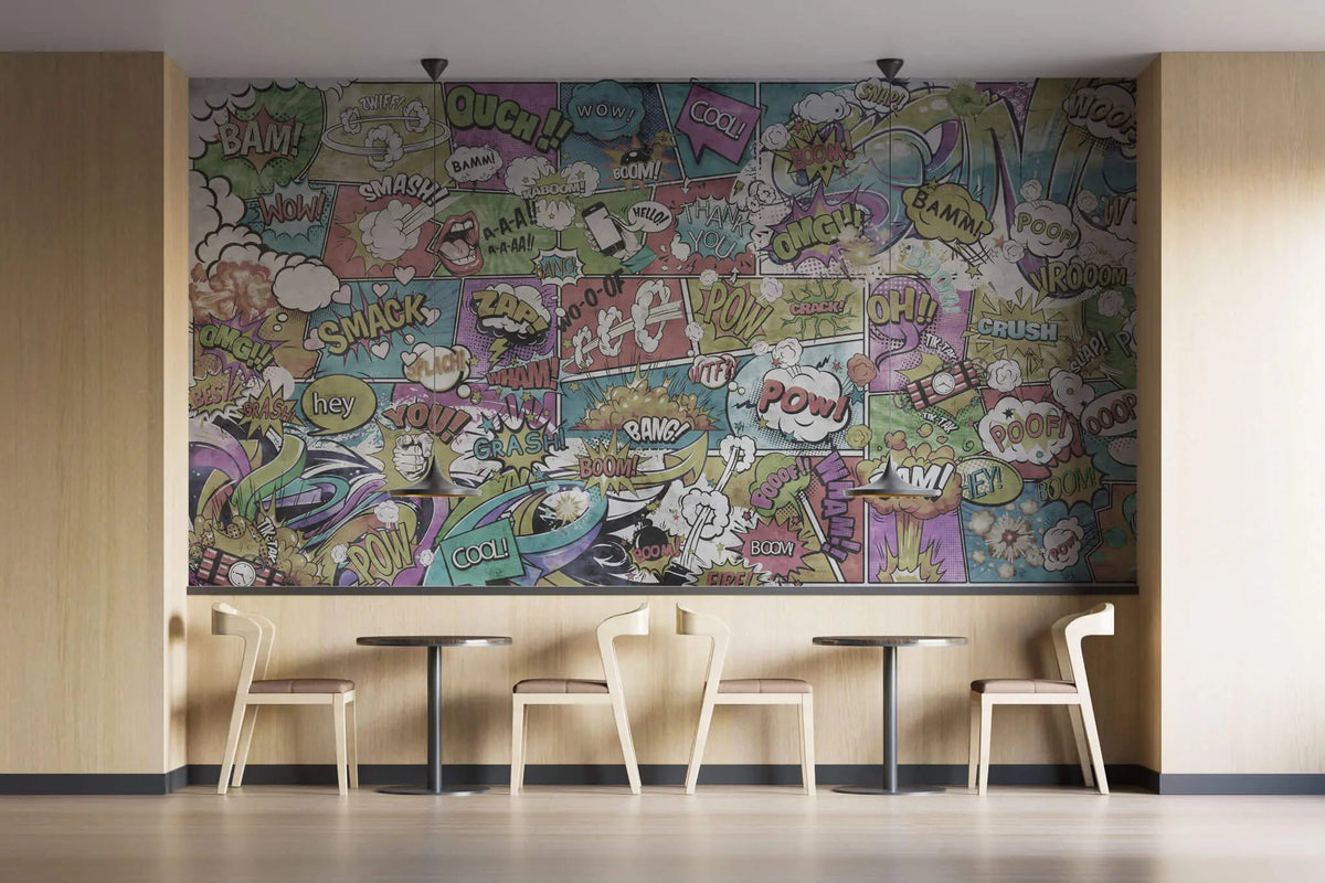 Tapet personalizat pop art & cartoon cu expresii in stil retro retro speech bubbles