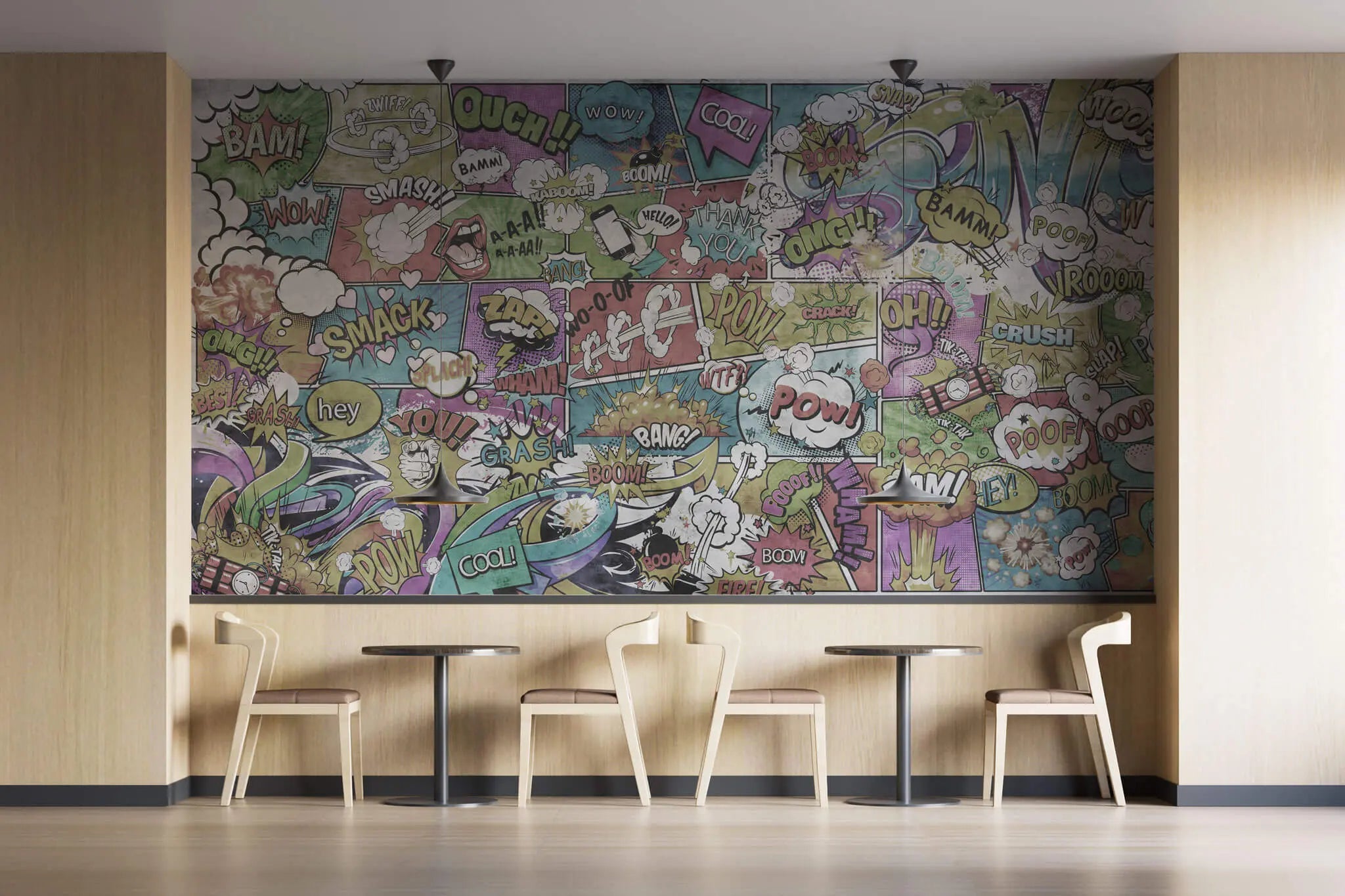 Tapet personalizat pop art & cartoon cu expresii in stil retro retro speech bubbles
