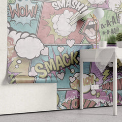 Tapet personalizat pop art & cartoon cu expresii in stil retro retro speech bubbles