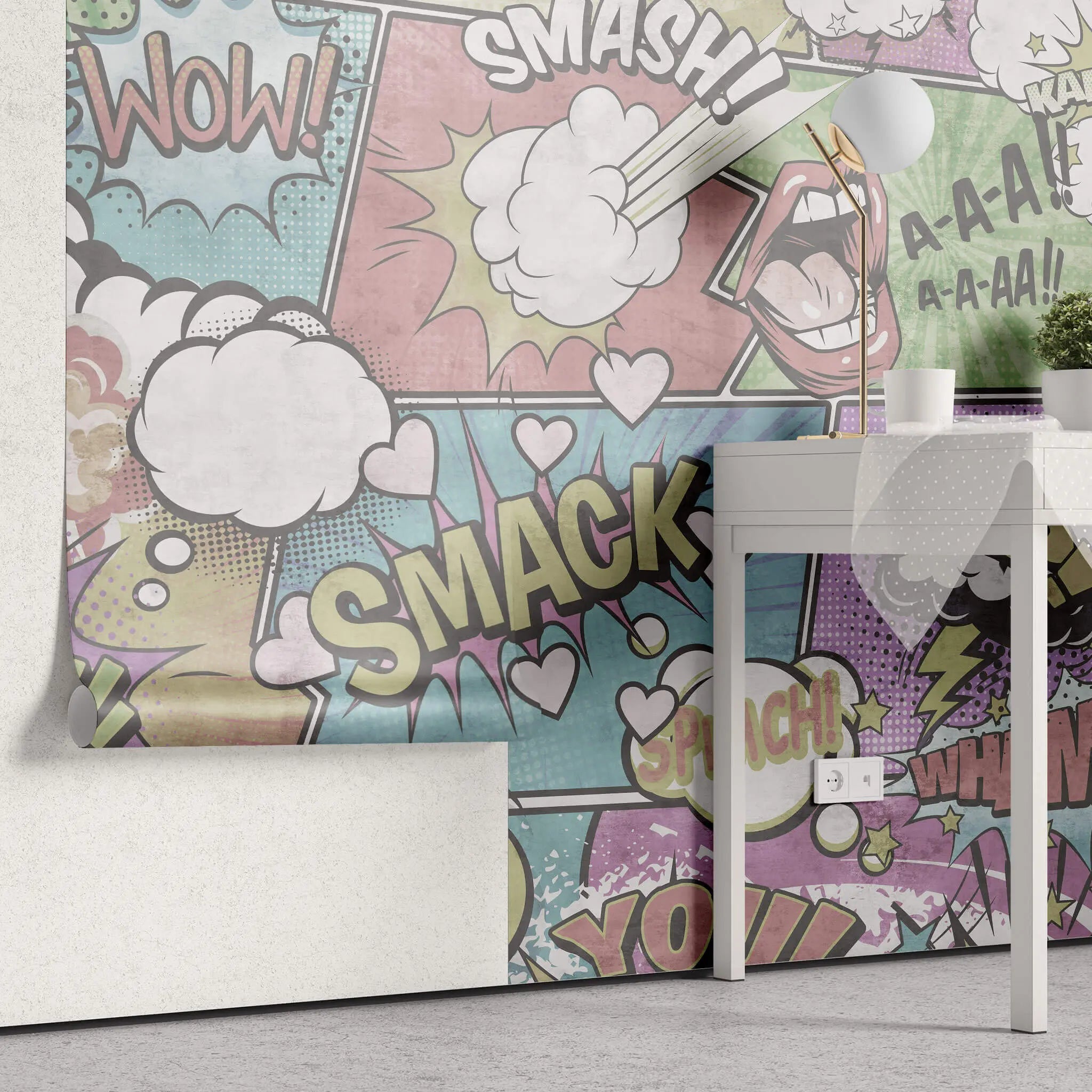 Tapet personalizat pop art & cartoon cu expresii in stil retro retro speech bubbles