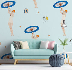 Tapet personalizat pop art & cartoon cu pattern retro intr o atmosfera de vara