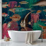 Tapet Personalizat Pop Art & Cartoon in stil retro cu pesti si viata acvatica - RETRO FISH
