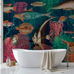 Tapet Personalizat Pop Art & Cartoon in stil retro cu pesti si viata acvatica - RETRO FISH
