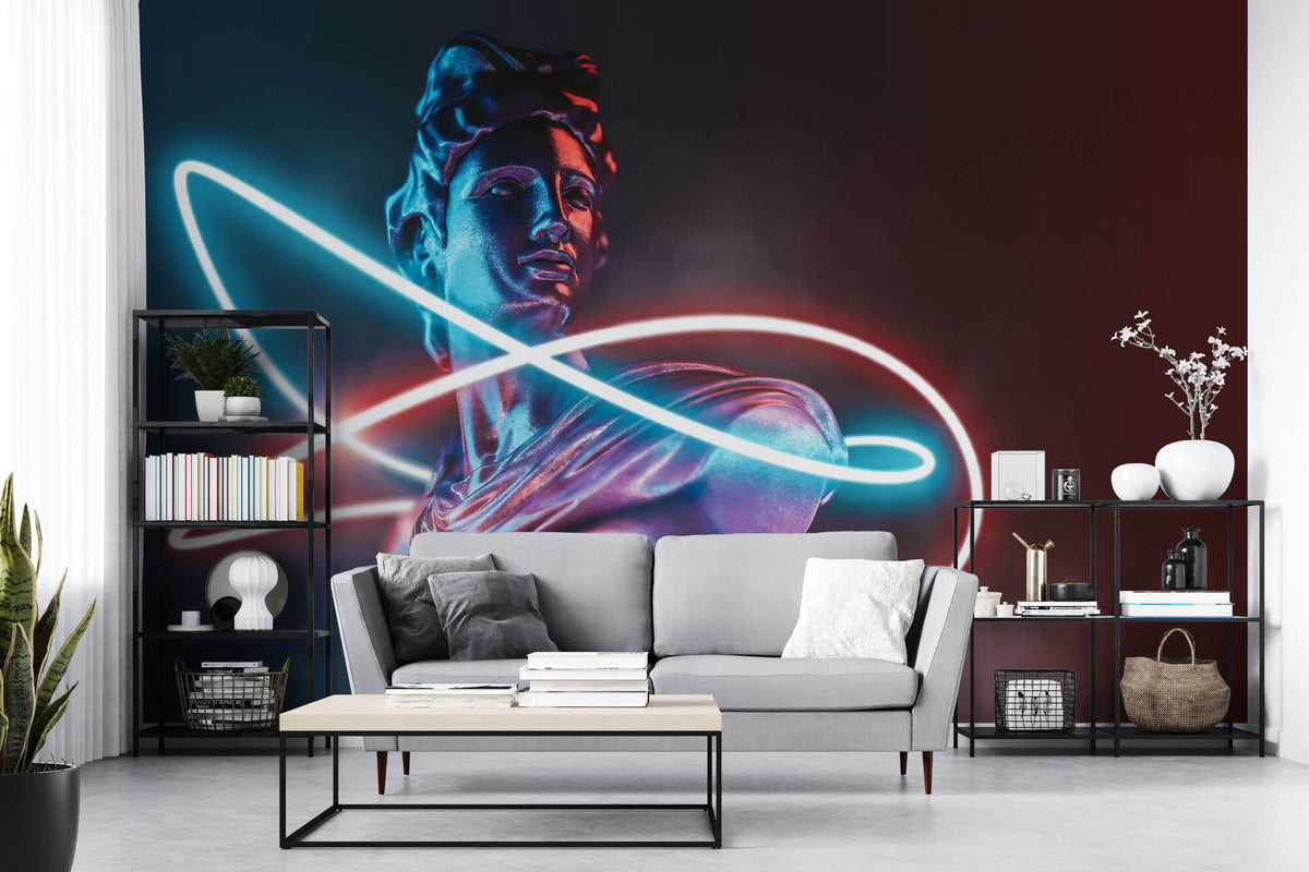 Tapet Personalizat Pop Art & Cartoon cu statueta moderna si lumini neon - NEON SCULPTURE