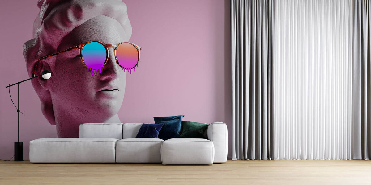 Tapet Personalizat Pop Art & Cartoon cu sculptura de piatra cu ochelari de soare psihedelici - MELTED SUNGLASSES