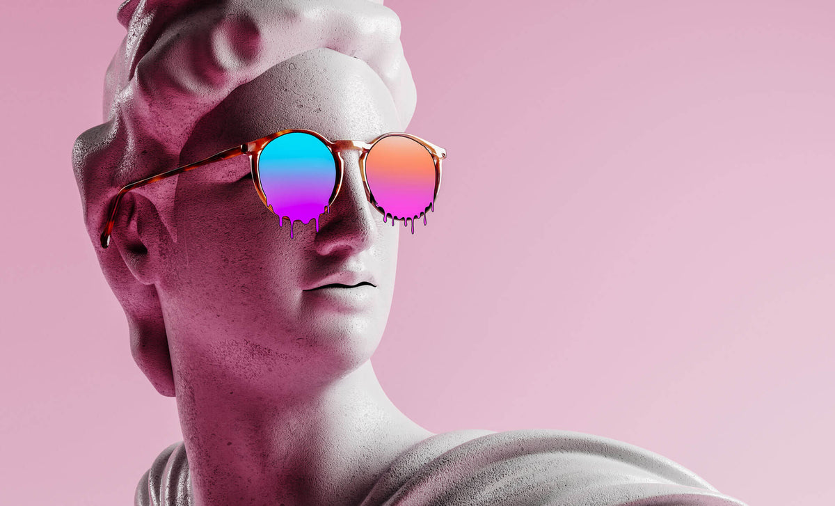 Tapet Personalizat Pop Art & Cartoon cu sculptura de piatra cu ochelari de soare psihedelici - MELTED SUNGLASSES