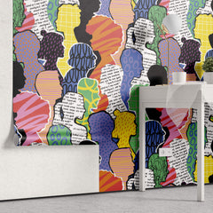 Tapet Personalizat Pop Art & Cartoon cu oameni realizati in colaj de ziare - CROWDED