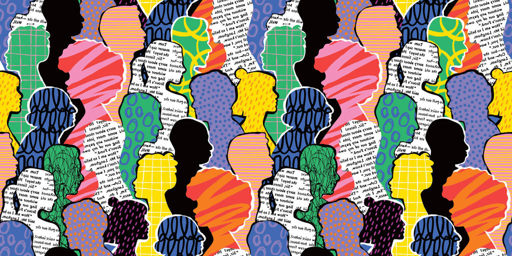 Tapet Personalizat Pop Art & Cartoon cu oameni realizati in colaj de ziare - CROWDED