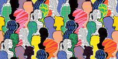 Tapet Personalizat Pop Art & Cartoon cu oameni realizati in colaj de ziare - CROWDED
