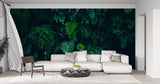Tapet personalizat forest cu frunze verzi intr un fundal intunecat tropical dark