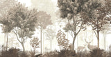 Tapet personalizat forest cu reni si caprioare in padure in nuante sepia reindeer forest