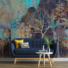 Tapet personalizat forest cu padure pictata abstract painted forest