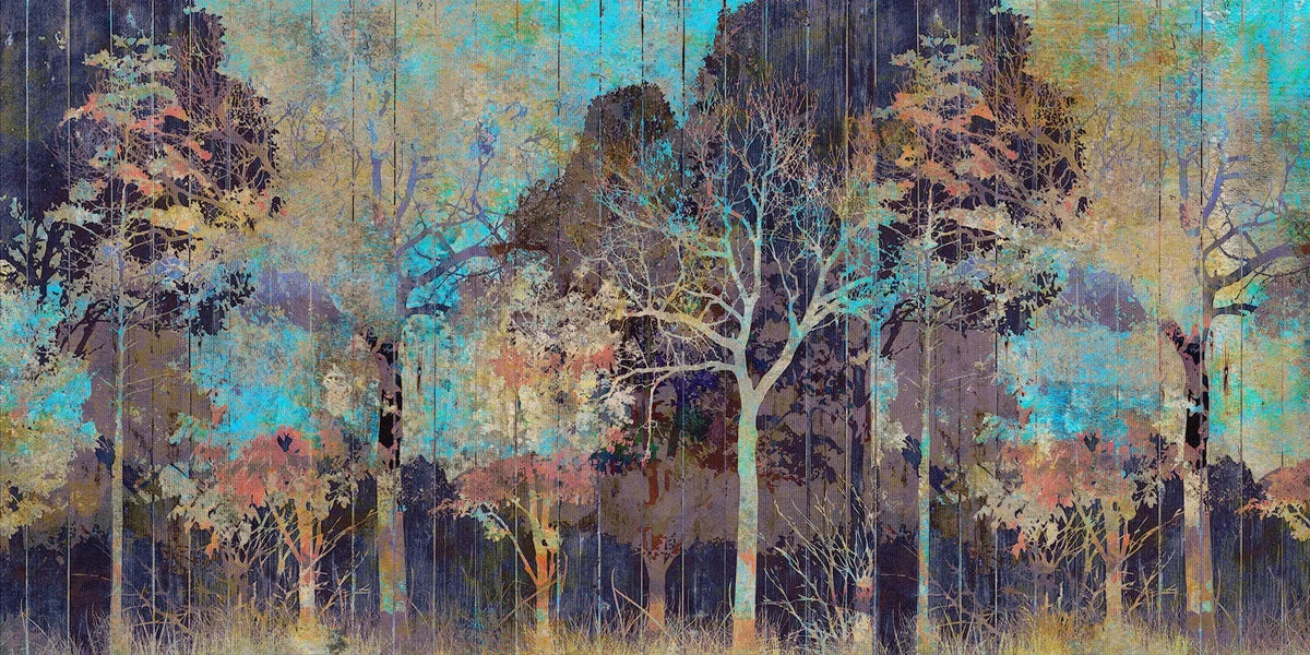 Tapet personalizat forest cu padure pictata abstract painted forest