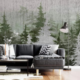 Tapet personalizat forest cu brazi verzi si argintii silver green pine