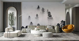 Tapet personalizat forest cu ceata densa alba white fog