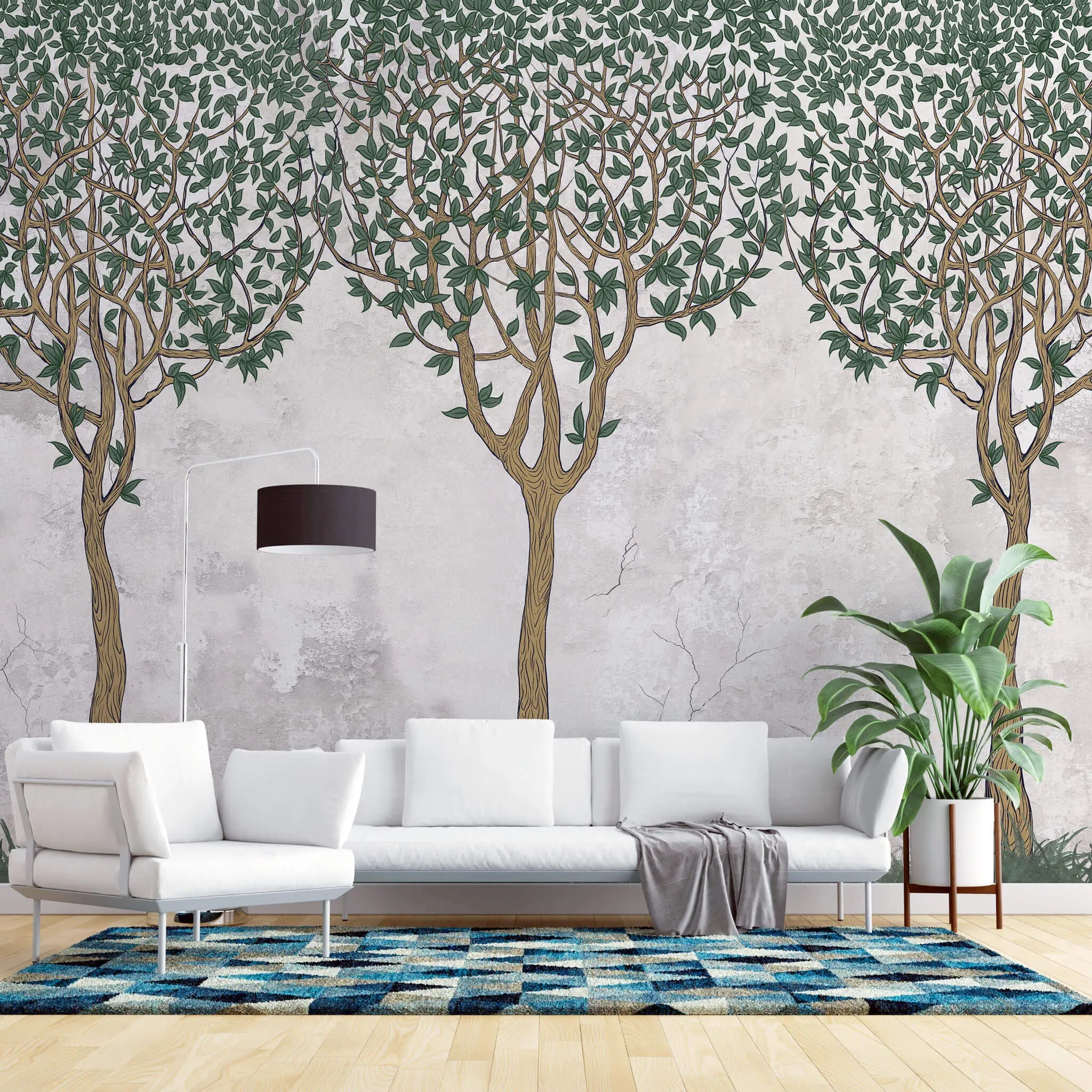 Tapet personalizat forest cu copaci in stil celtic celtic trees