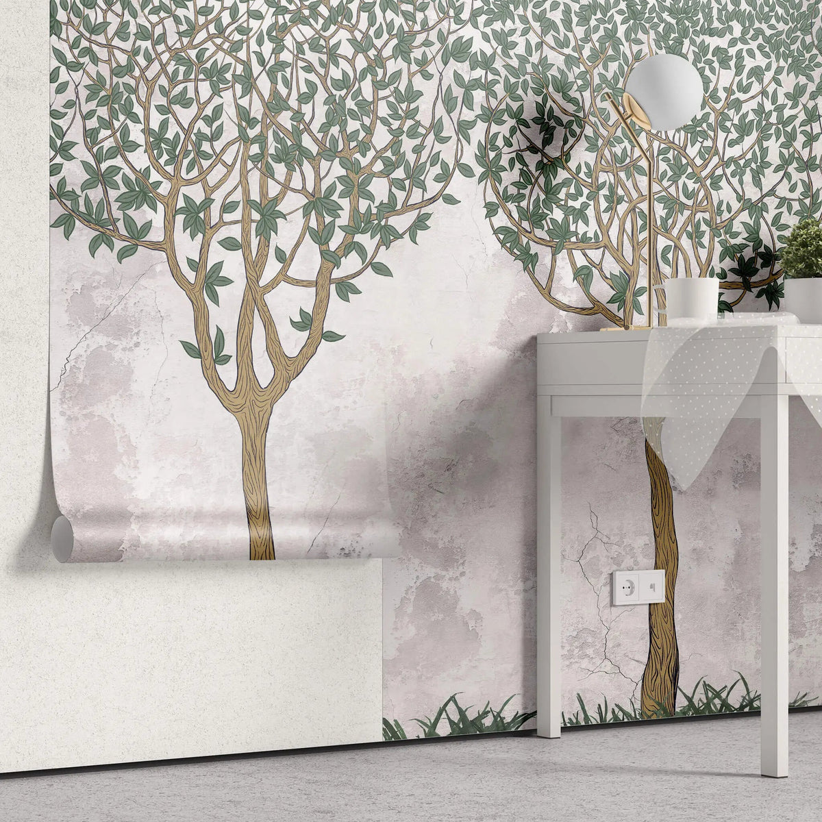 Tapet personalizat forest cu copaci in stil celtic celtic trees