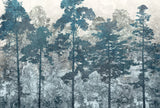 Tapet personalizat forest cu copaci in tonuri de albastru blue forest